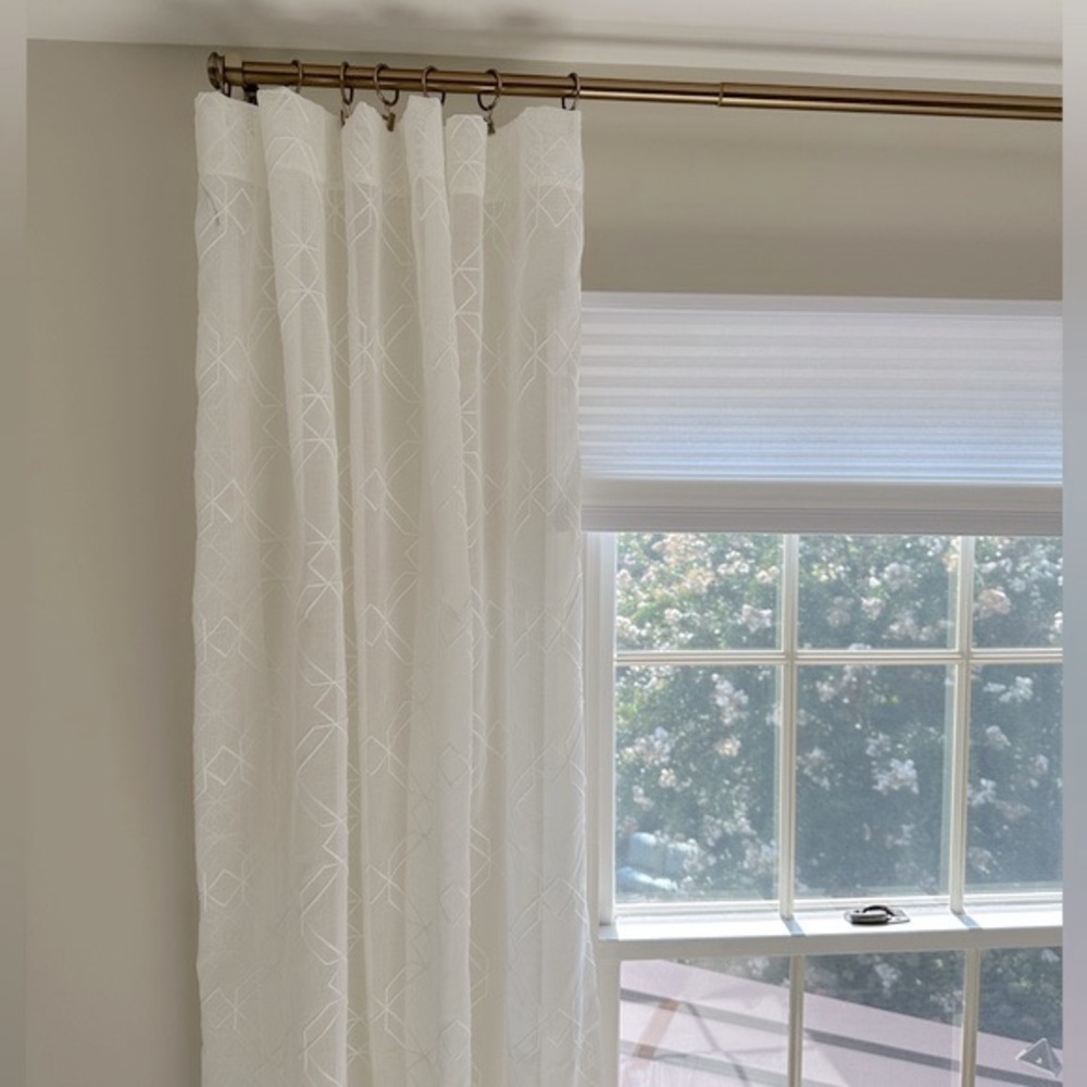 Pair Panels Sheer Ivory Panels Curtains Crewel Embroidery 84” L Sonoma Kohl’s - Picture 4 of 11